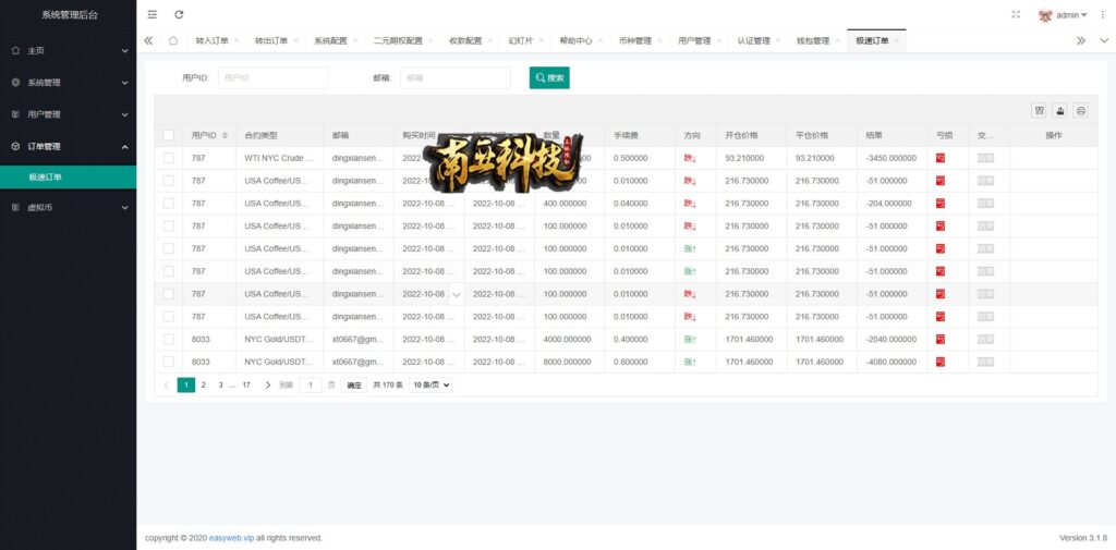 多语言Dex-Trade微交易源码/微盘伪交易所系统/前端vue