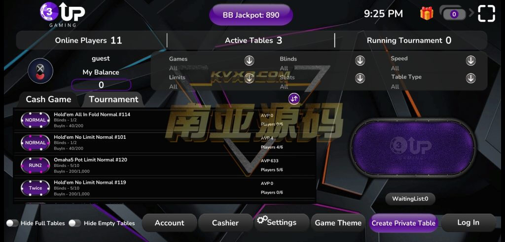 3UP德州扑克源码/海外德州扑克游戏/英文poker游戏源码/扑克游戏平台